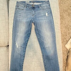 Kut from the Kloth Blue Skinny Jeans with Distressed Details